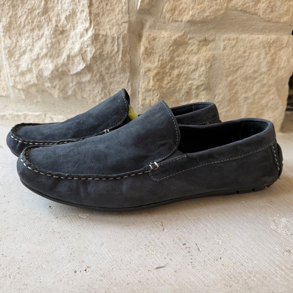 Joseph‎ Abboud Mens Navy Blue Suede Driving Slip On Loafers Square Toe Size 12
